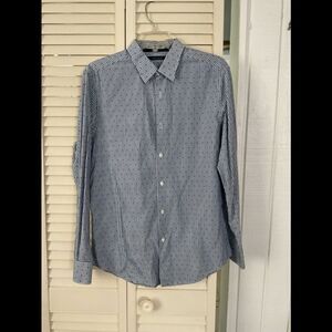 Perry Ellis long sleeve button down striped with dots shirt